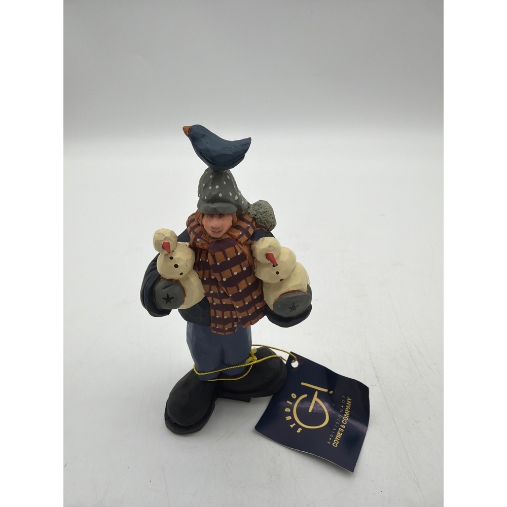 Williraye Studio Collectables Boy Holding 2‎ Snowmen - WW2229  - 1998